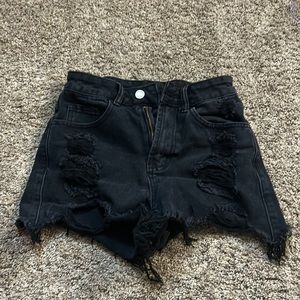 Ripped Jean Shorts Black